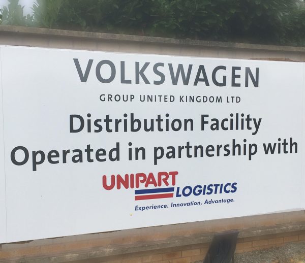 Volkswagen Group distribution facility sign