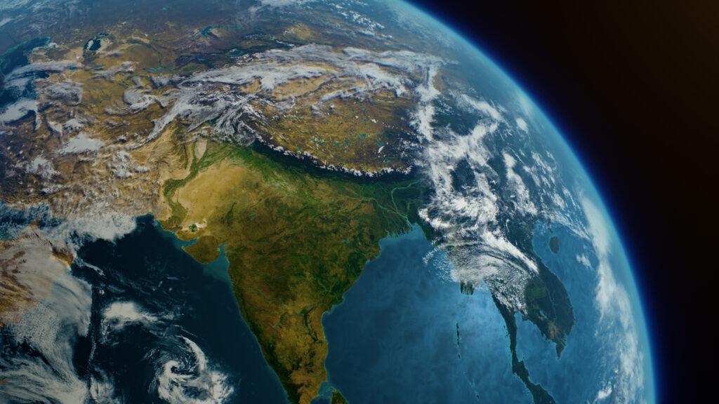 Planet Earth rotation of Asia India part from space.