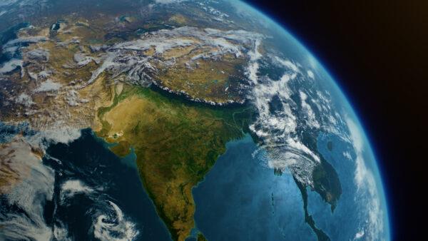 Planet Earth rotation of Asia India part from space.