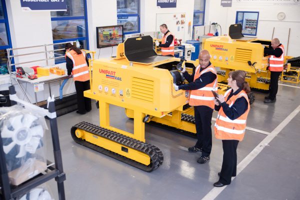 A McCulloch Track Rail Transposer being built at Unipart Rail's Crewe site. Unipart is working on a version using zero-emissions rail technology