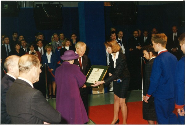 HRH Queen Elizabeth II presenting a Mark in Action award - 1995