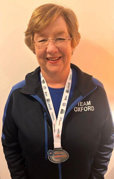 Janet Monk displays British Transplant Games silver medal