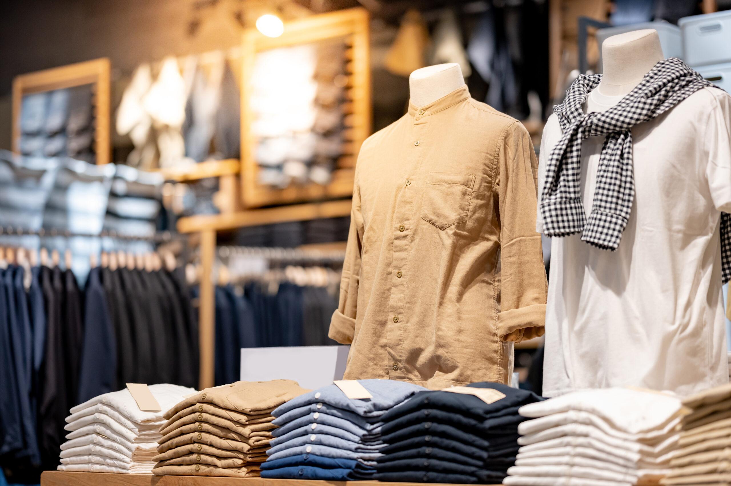 Men shirt display on mannequin in clothes shop