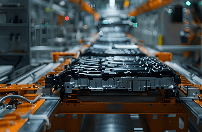 Automotive components on a manufacturing production line