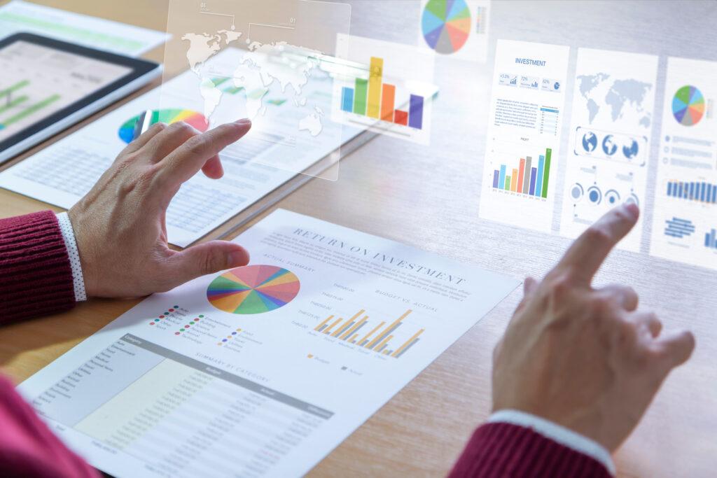 Reviewing a financial report in returning on investment analysis