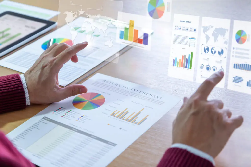 Reviewing a financial report in returning on investment analysis