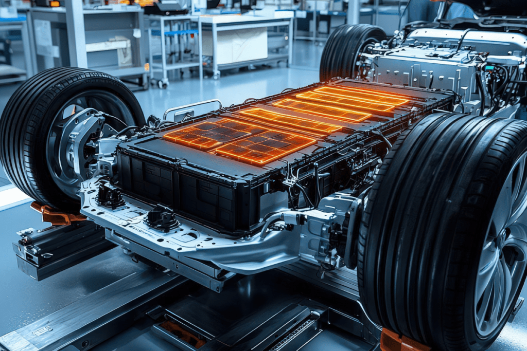 A car being manufactured