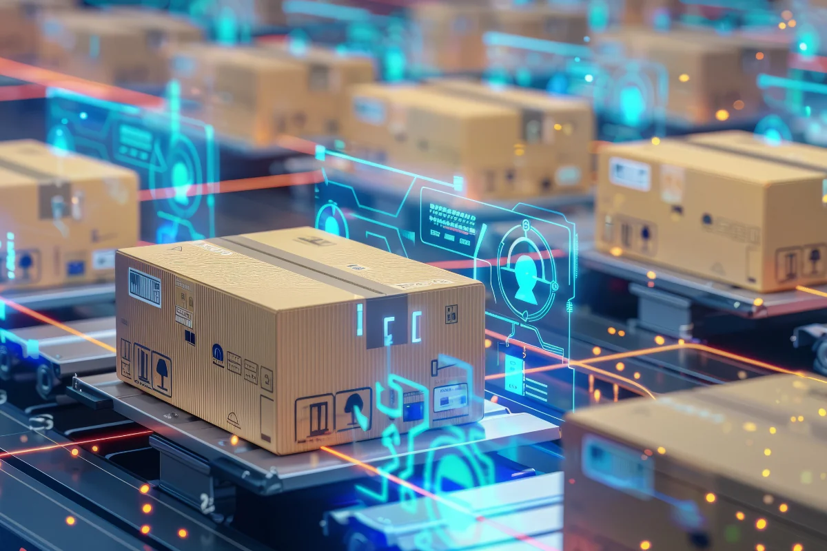 Boxes in a production line with advanced technology to streamline operations