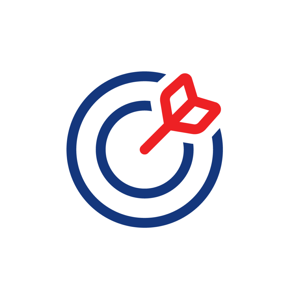 Icon of a target with an arrow in the centre.