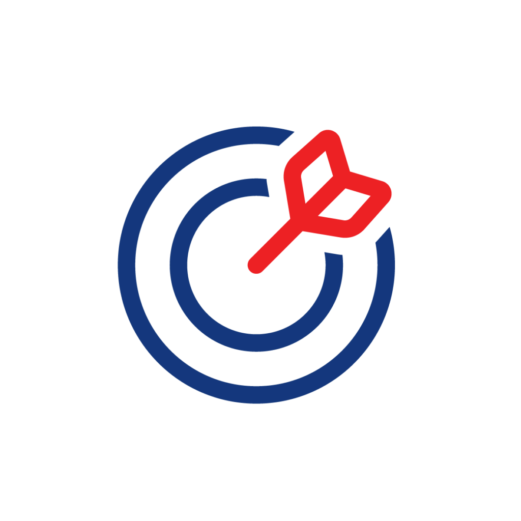 Icon of a target with an arrow in the centre.