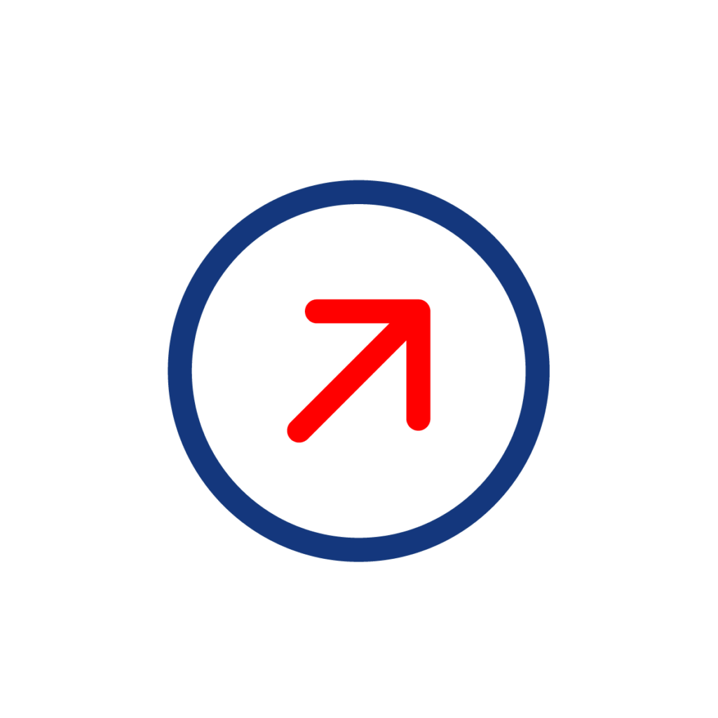 Red arrow pointing to the top right within a blue circle.