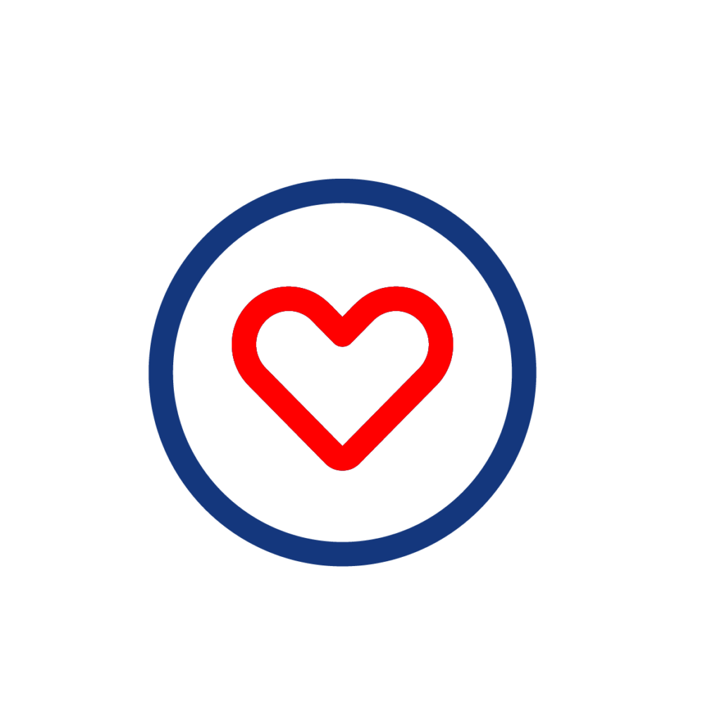 Red heart icon in blue circle