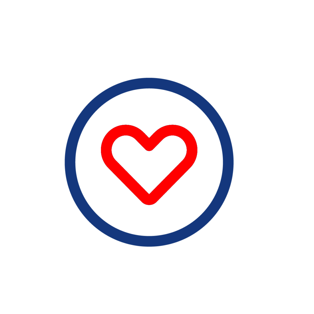 Red heart icon in blue circle