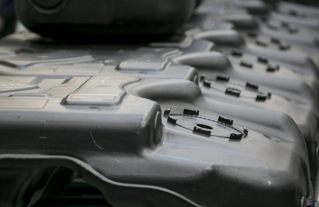 Plastic fuel tank.