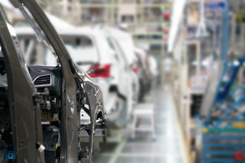 Production line for manufacturing of the car body in production line. 