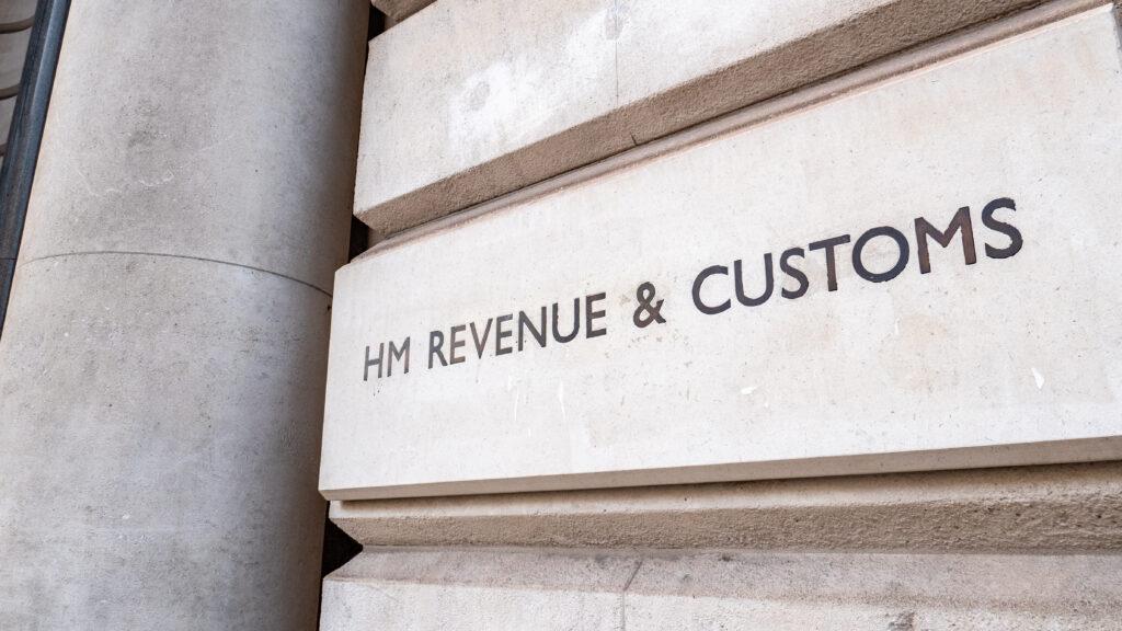 Signage for the UK government tax and customs department , HMRC in London